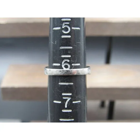 Size 6.25 Sterling Silver Round Cubic Zirconia With Channel Accents Band Ring - Picture 6 of 8